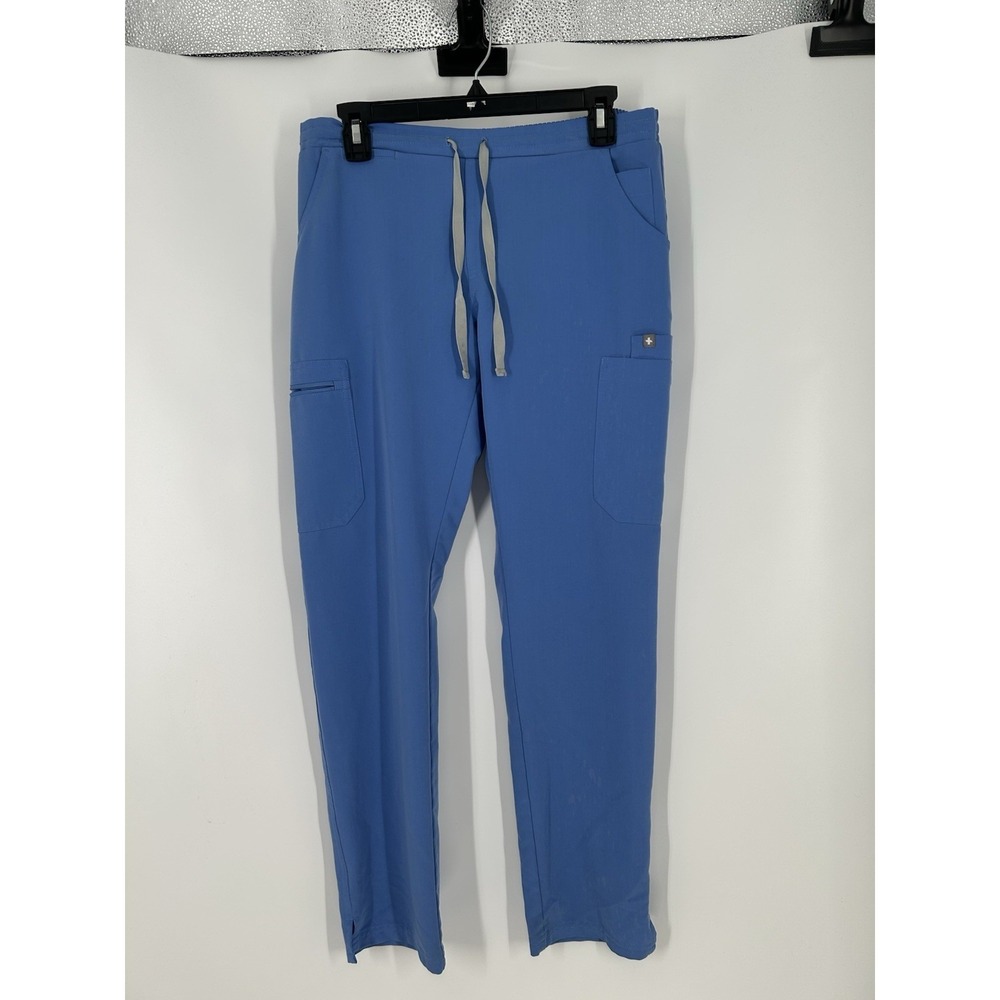FIGS Technical Collection Yola High Rise Slim Scrub Pants Cargo‎ Small Ceil Blue